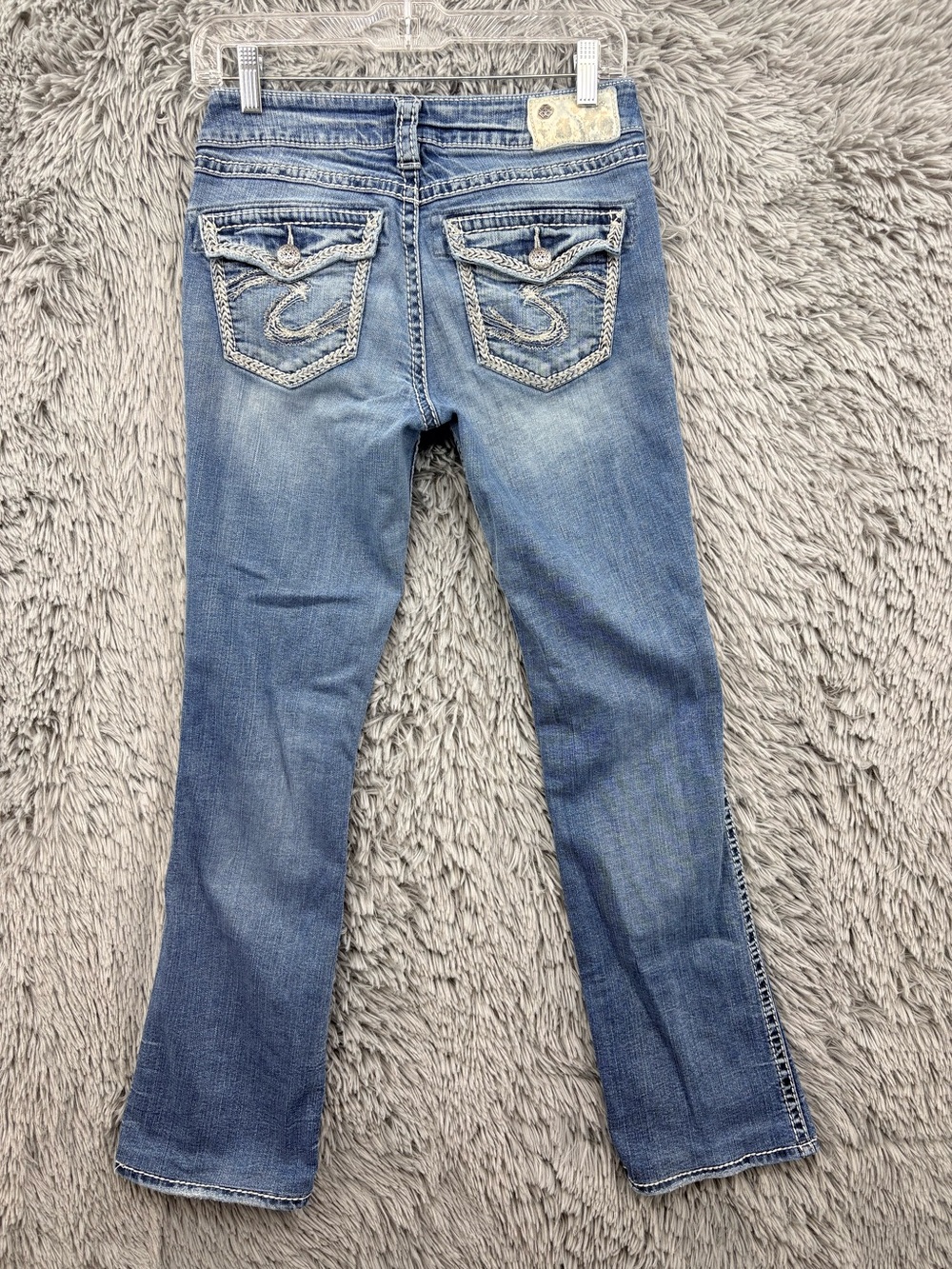 Silver Jeans Womens 27 Blue Suki Flap 17 Inch Low Rise Medium Wash Bootcut